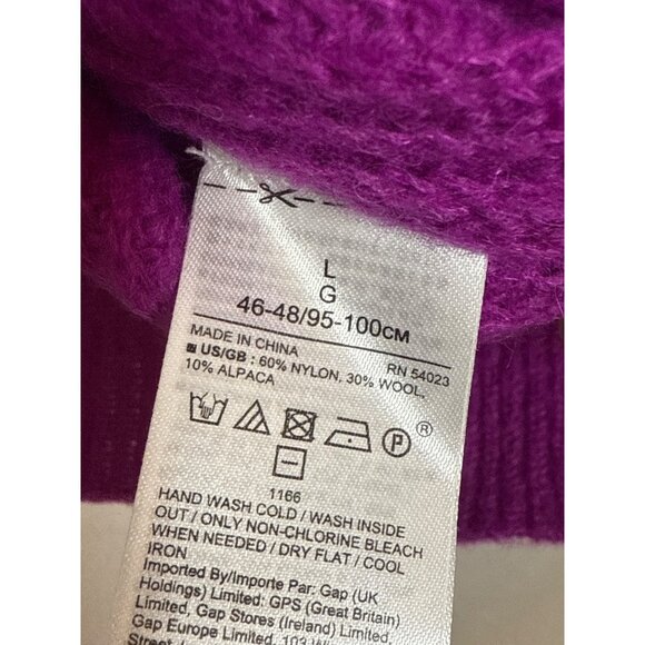Banana Republic Fushia Wool Alpaca Blend Knit Sweater Drop Shoulder Size Large - Picture 7 of 7